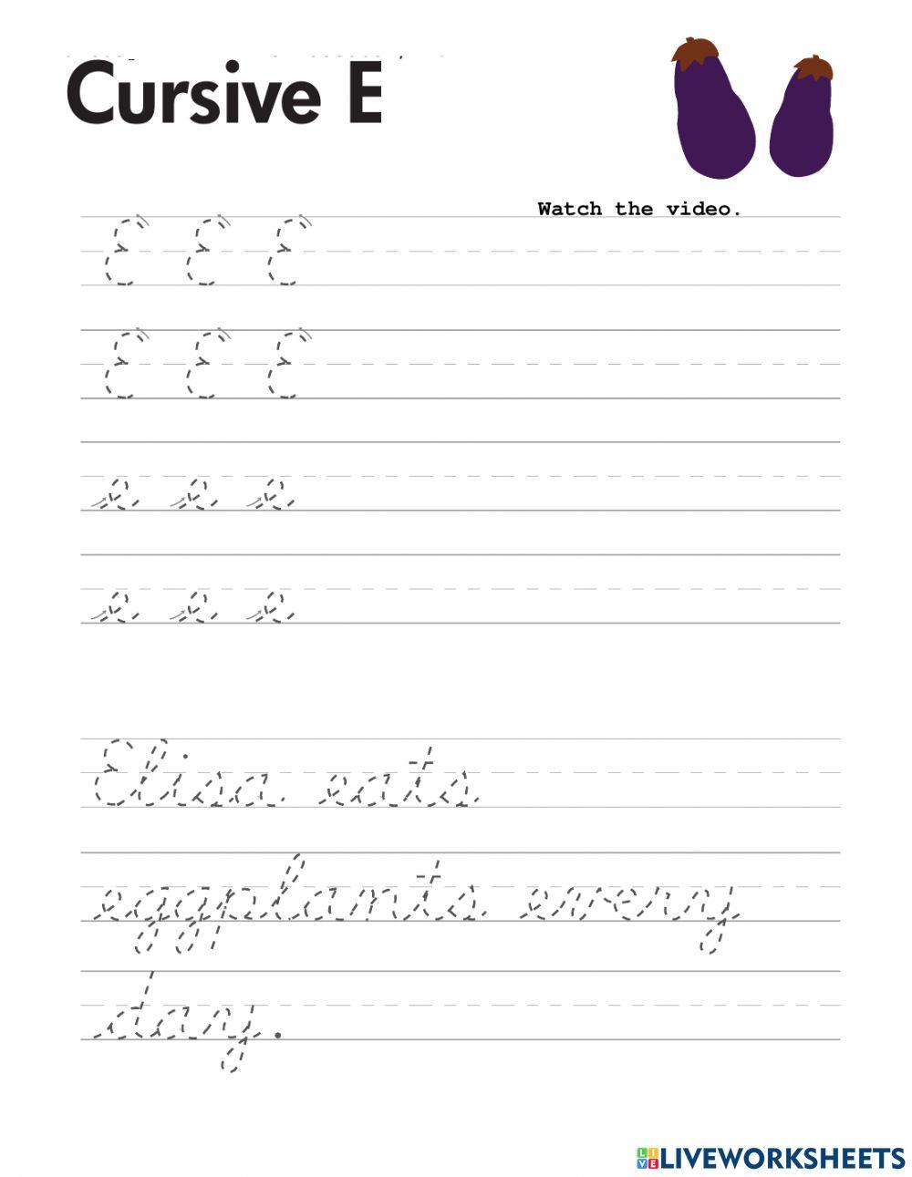 Handwriting Cursive C D and E