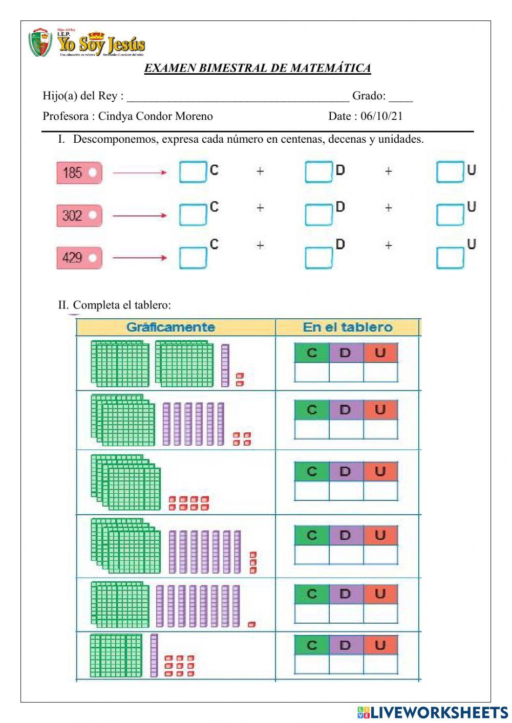 Evaluación de matemática