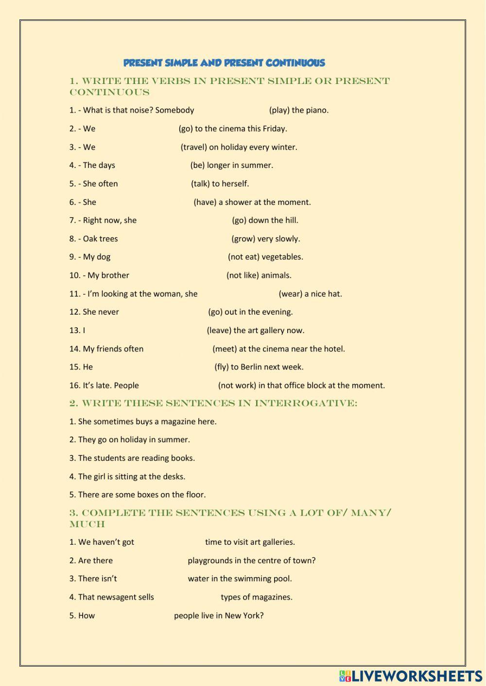 Present simple and continuous