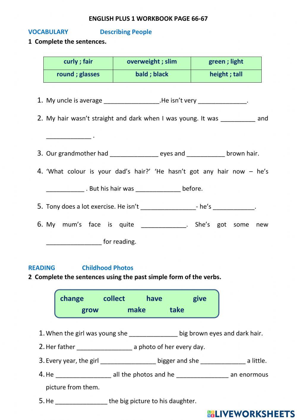 English Plus 1 Workbook Page 66 67 1498348 Azura Live english-plus-1-workbook-page-66-67-1498348-azura-live