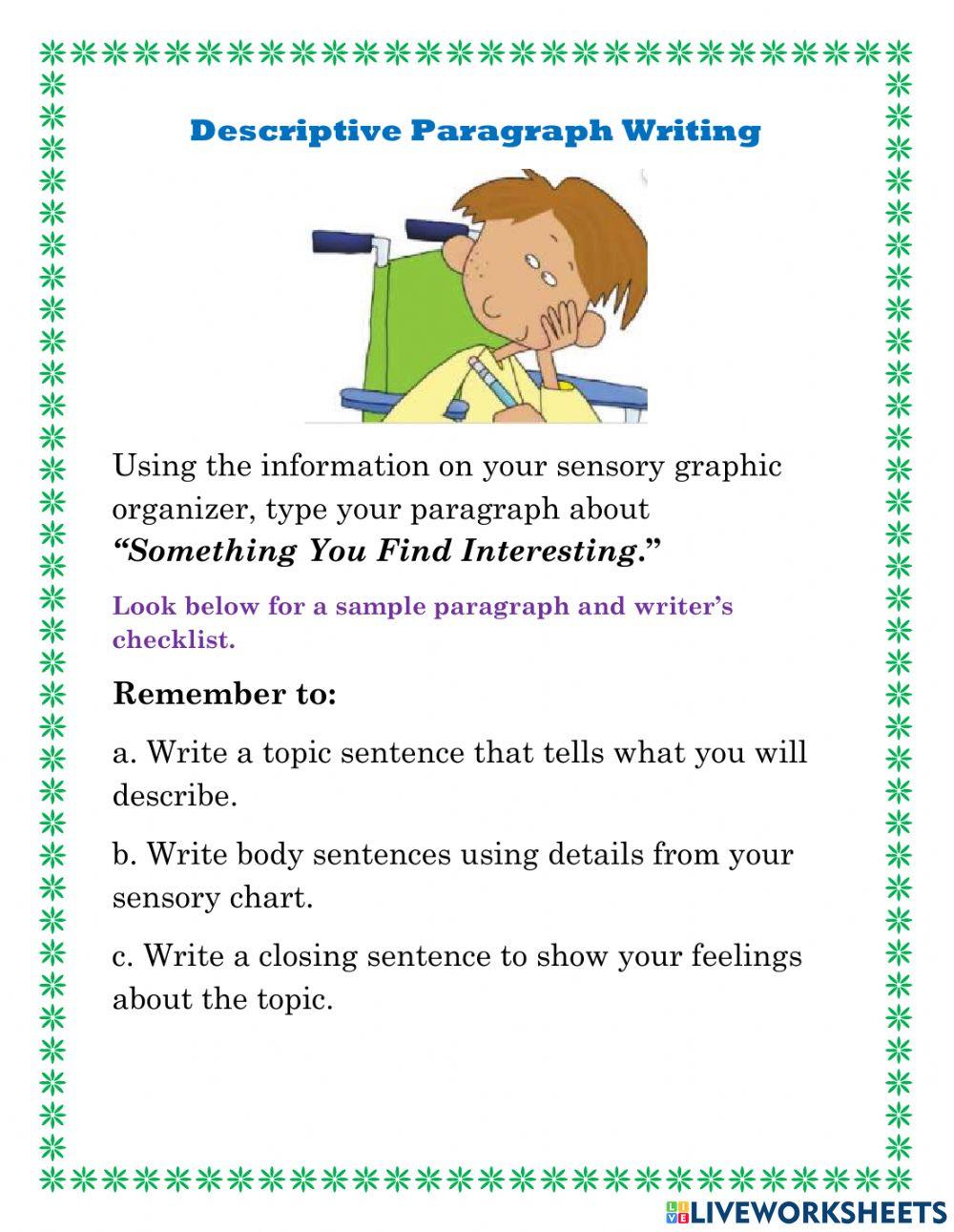 Descriptive Writing Examples For Kids