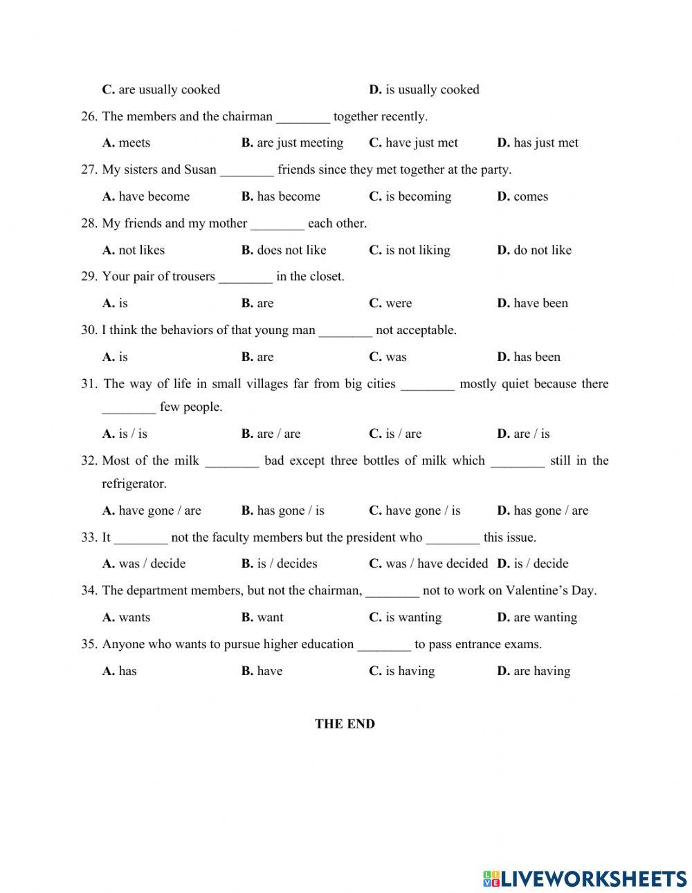 Subject-verb agreement