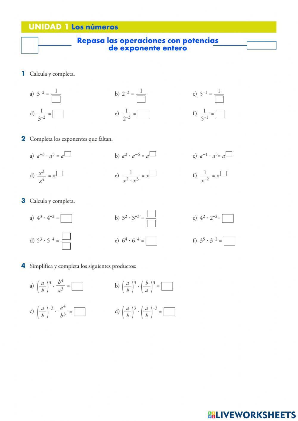 Operaciones con potencias 1