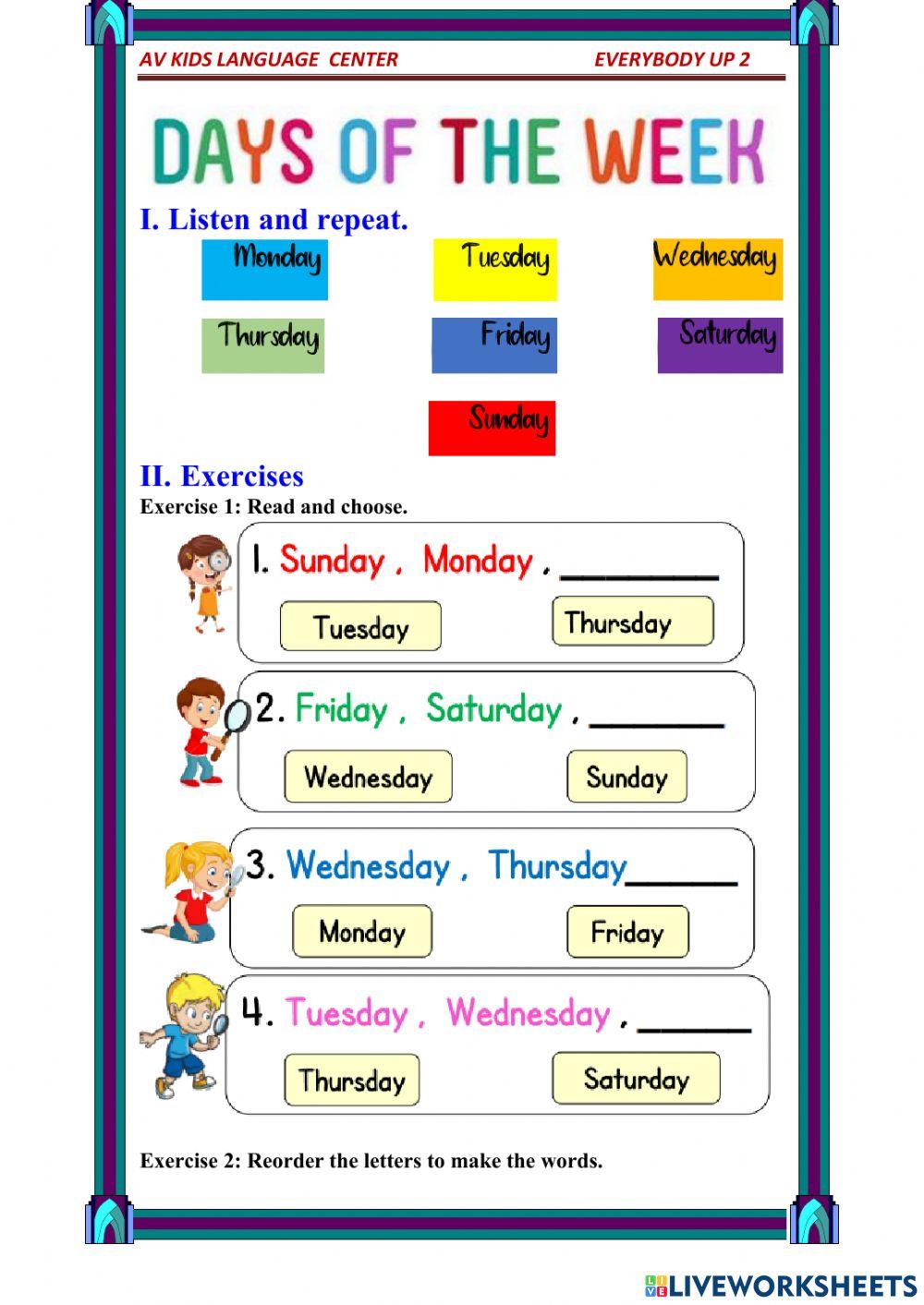 Days of the week - Mrs. Thuy