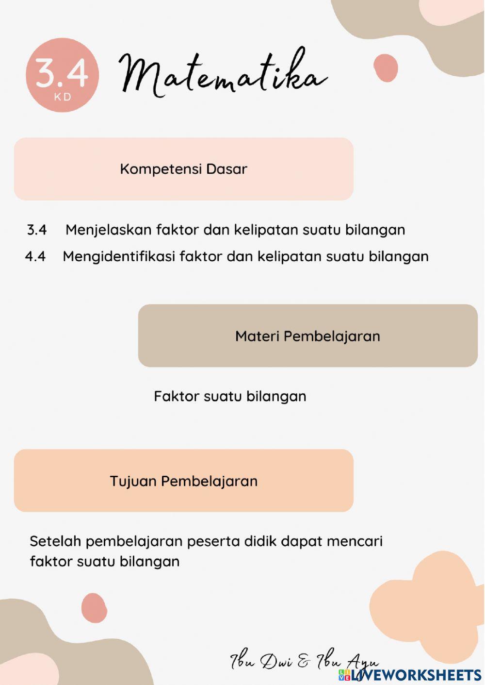 LKPD Matematika Faktor Bilangan