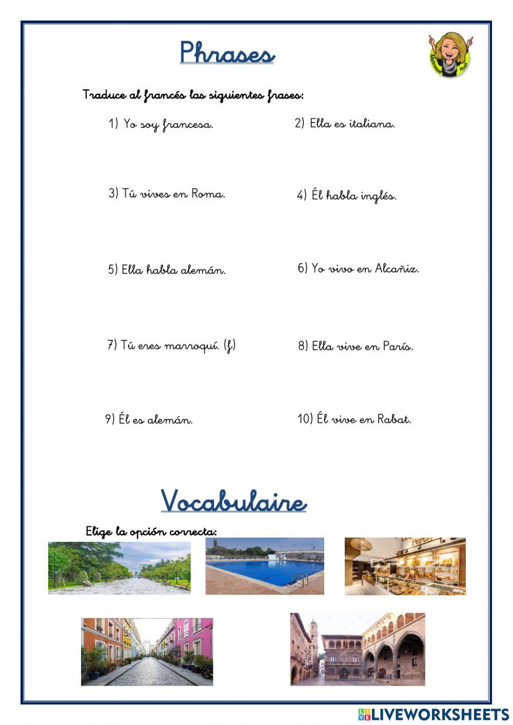 Phrases et vocabulaire