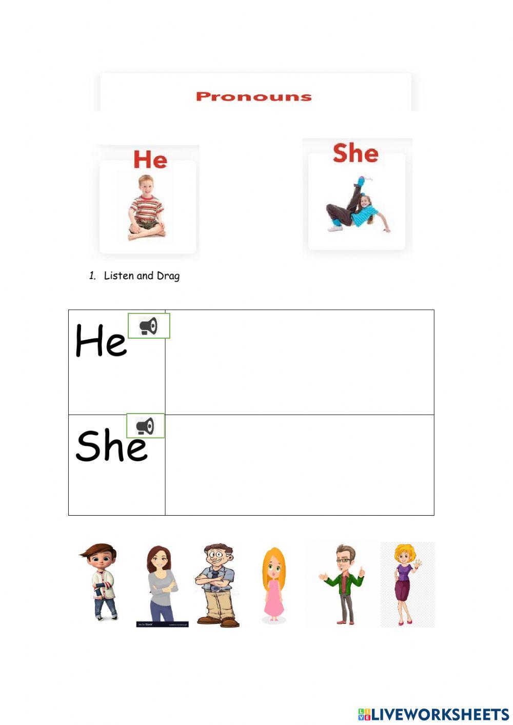 Personal Pronouns online exercise for Grade 2 | Live Worksheets