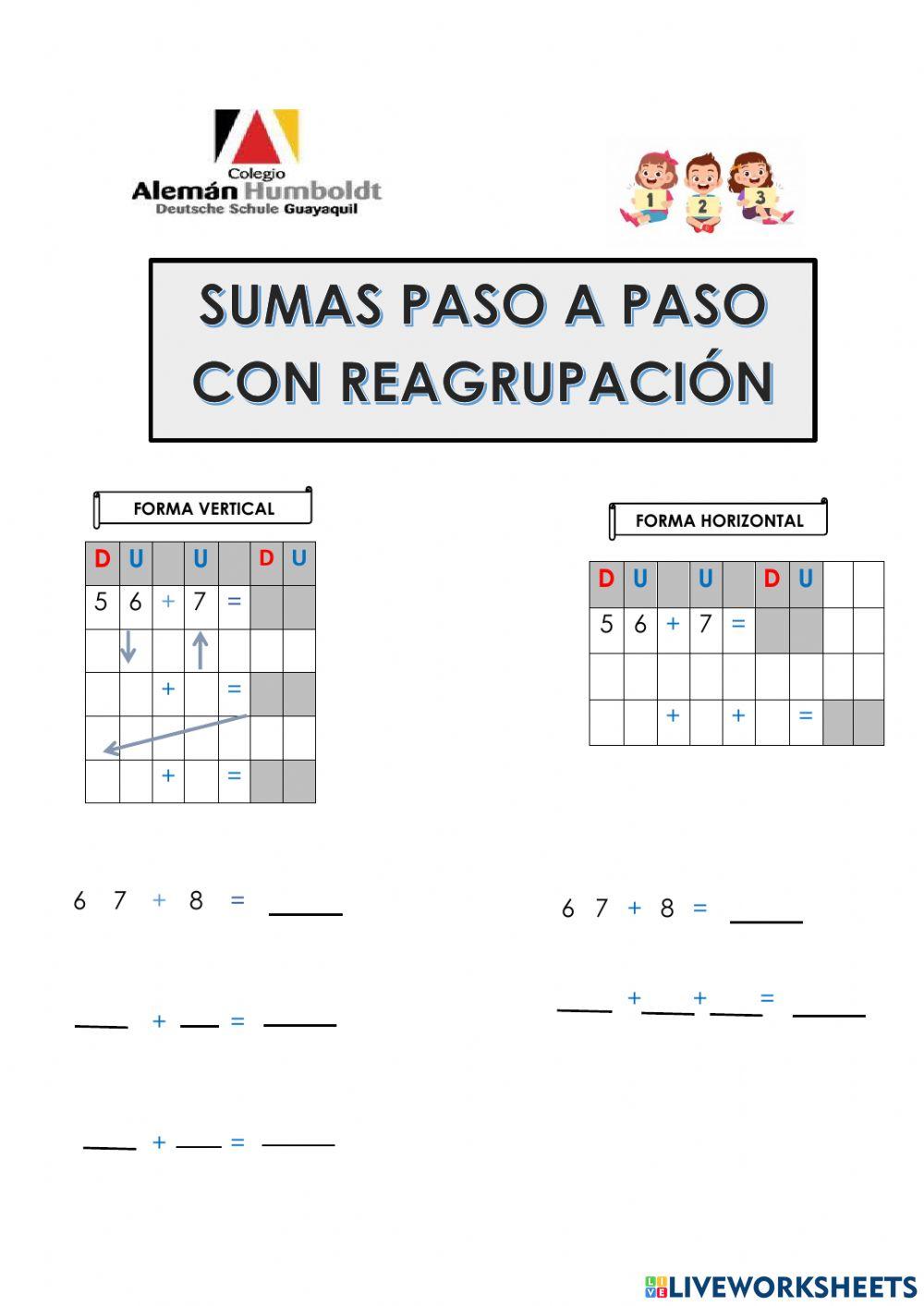 SUMAS PASO A PASO CON REAGRUPACIÓN