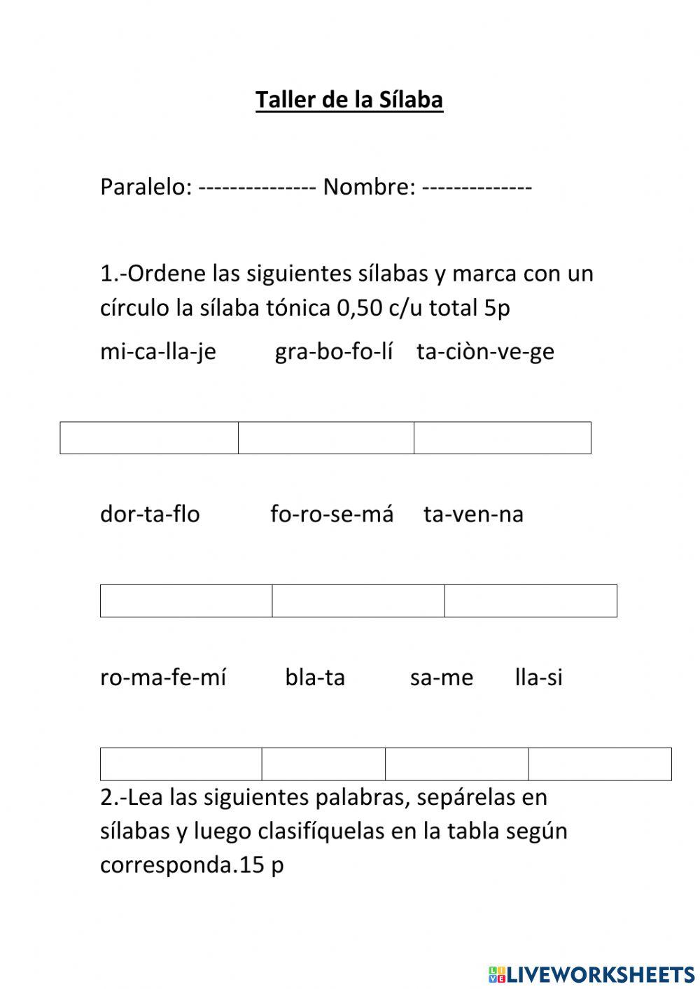 Taller de la sìlaba