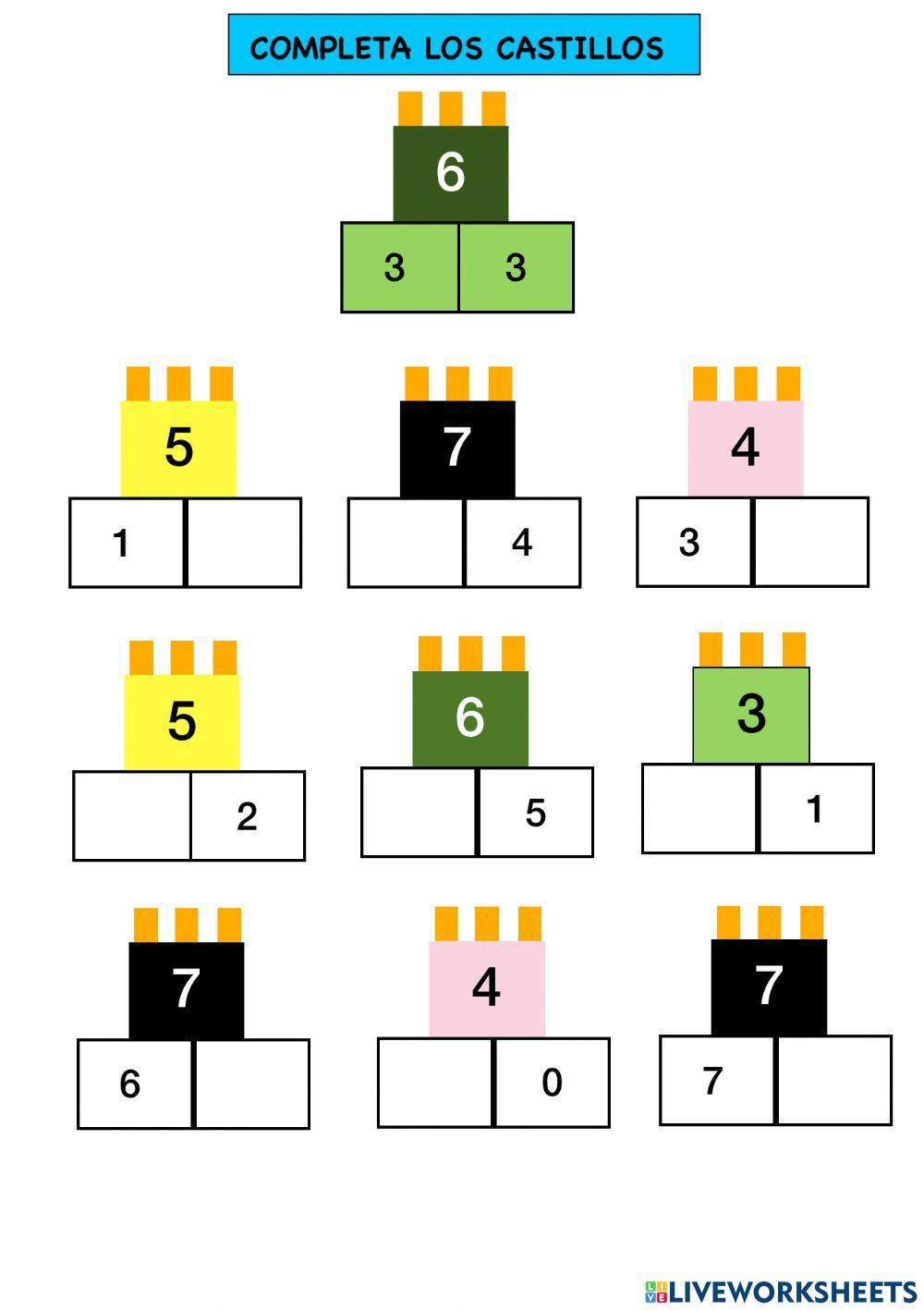 Descomposición de los números del 1 al 7