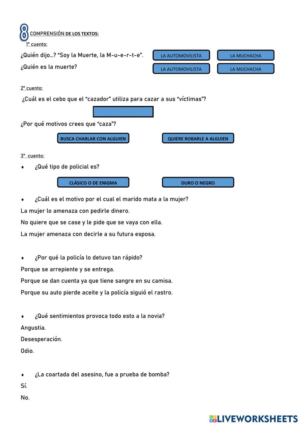 Cuentos realistas, fantásticos y policiales