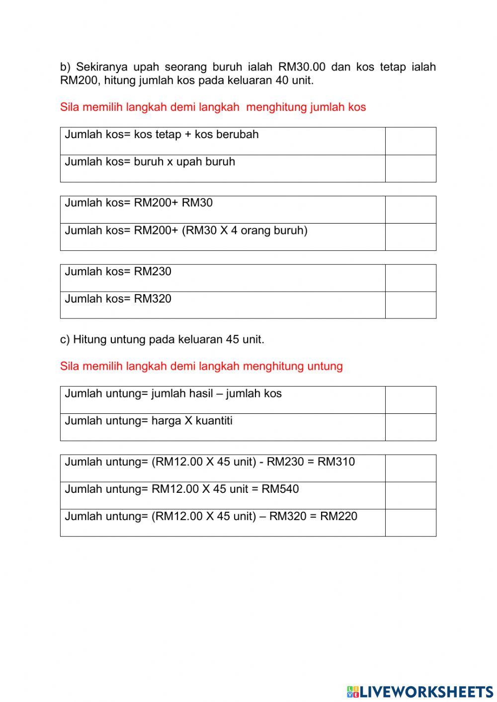 4.1.7 pengiraan jumlah hasil dan untung