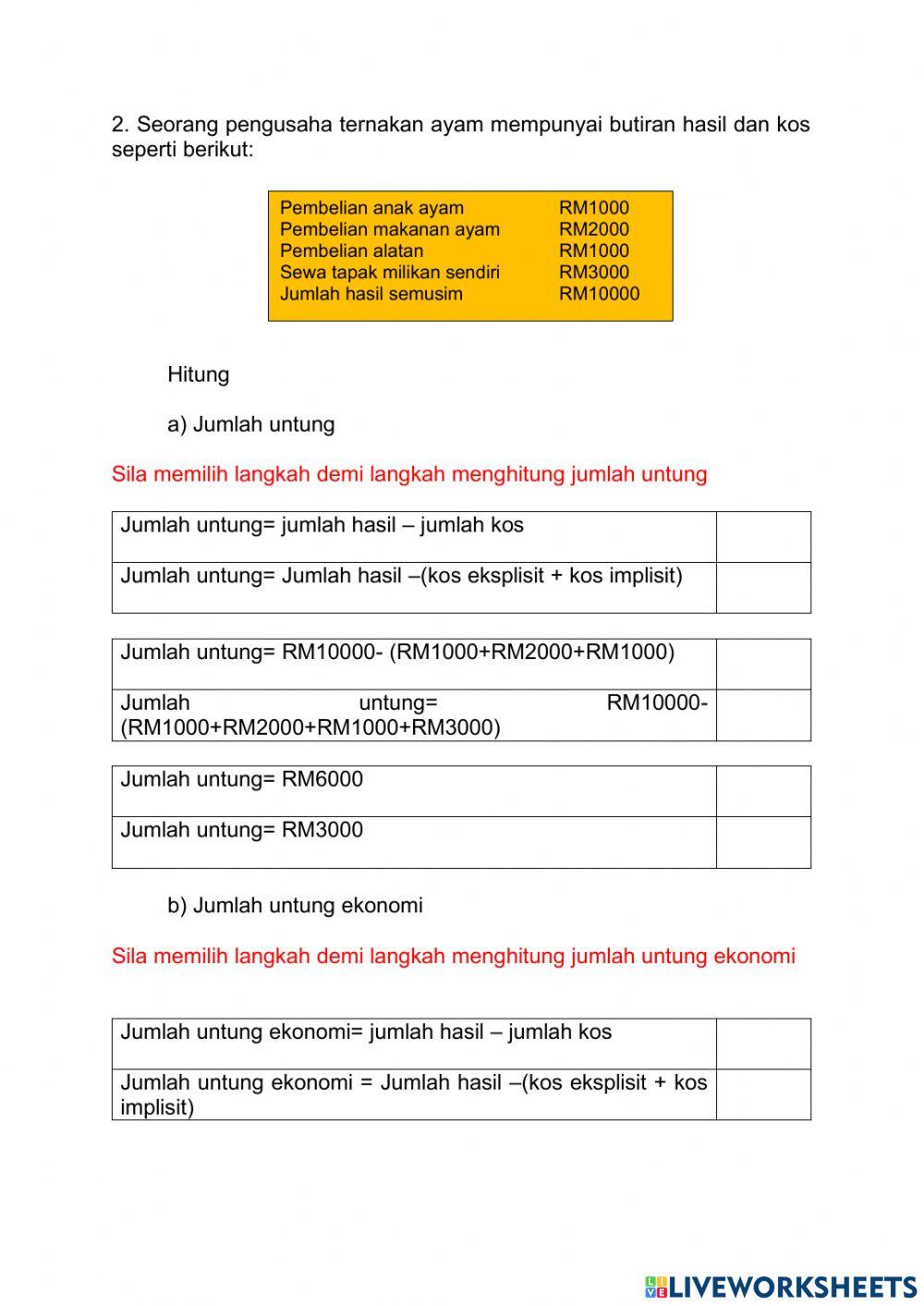 4.1.7 pengiraan jumlah hasil dan untung