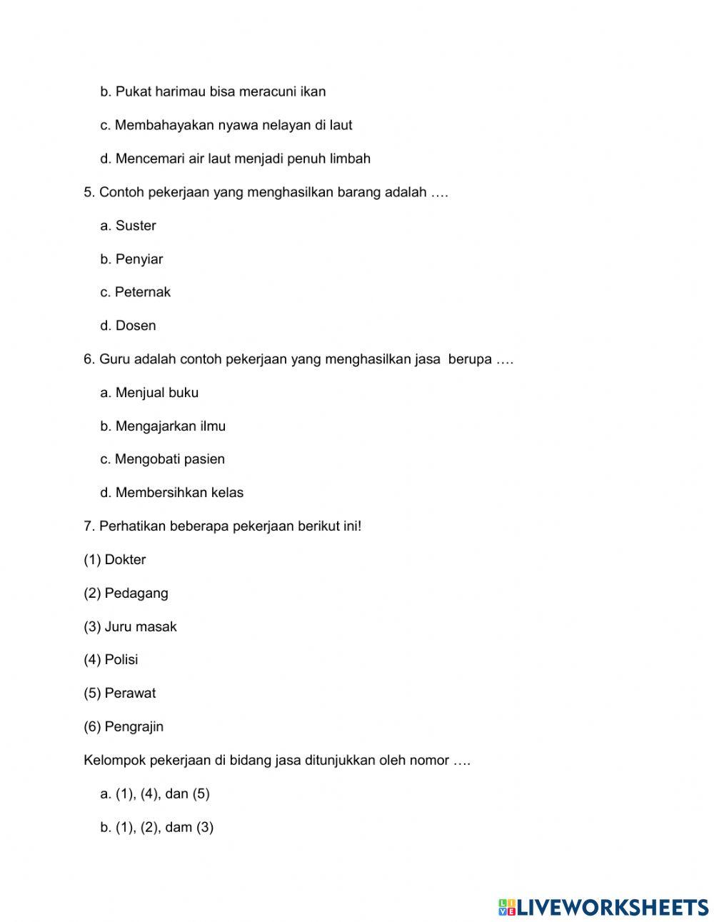 Lembar evaluasi kelas 4 tema 4 subtema 2