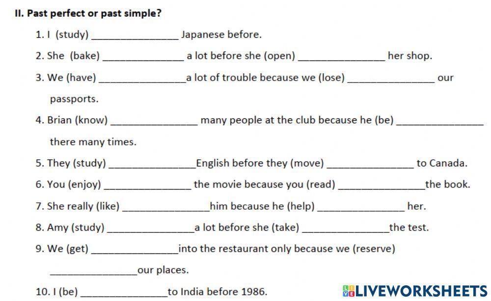 Past perfect or past simple?