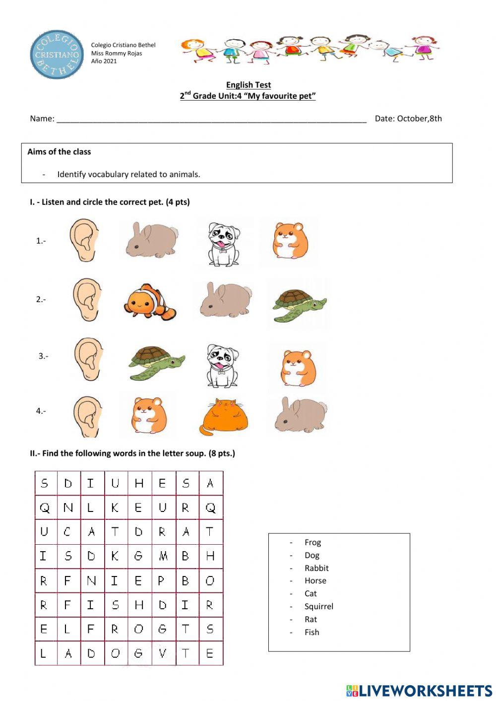English test 2° básico