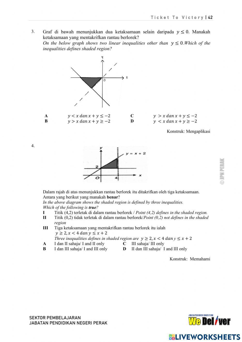 Ketaksamaan linear dalam 2 pemboleh ubah
