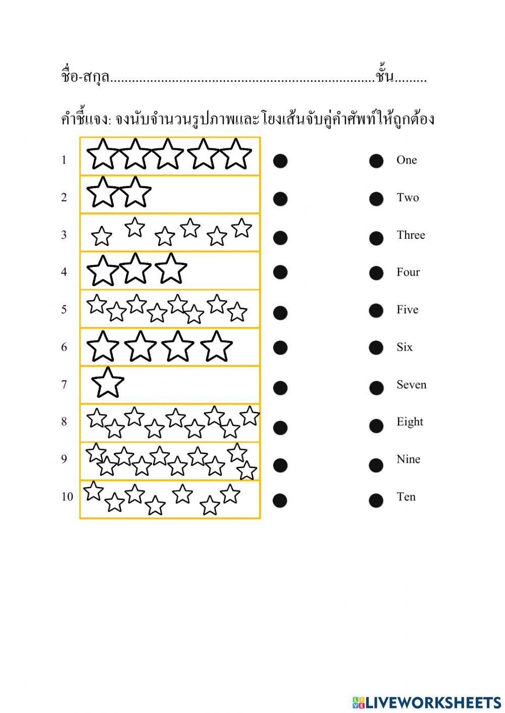 ใบงานภาษาอังกฤษ ป1 Numbers
