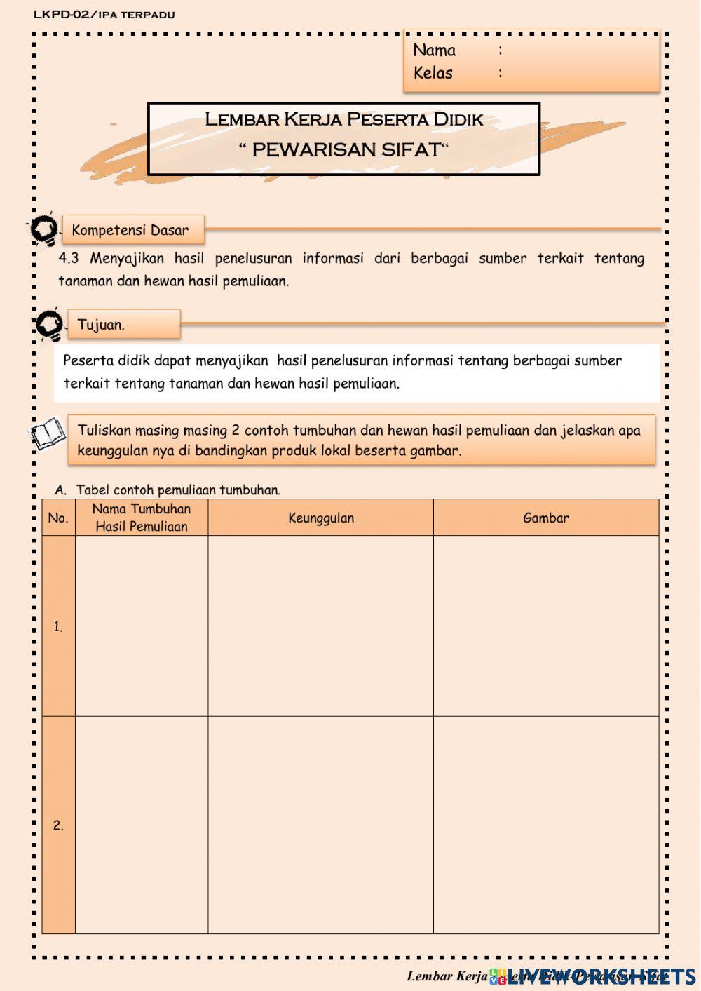 Lkpd pewarisan sifat
