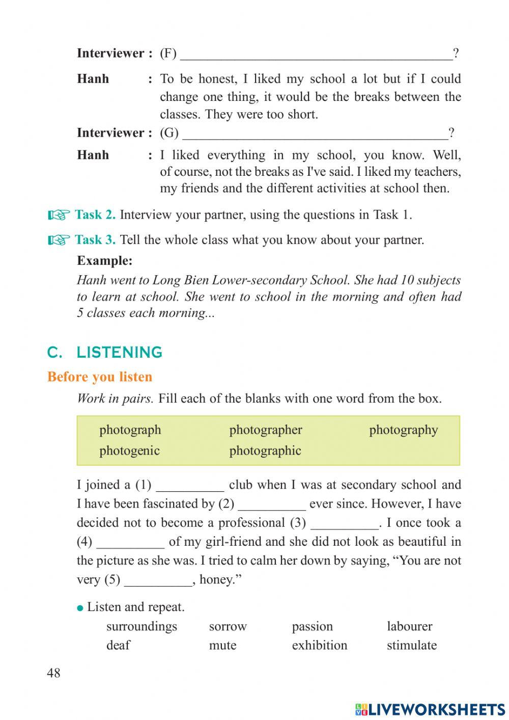 Unit 4 - speaking - grade 10