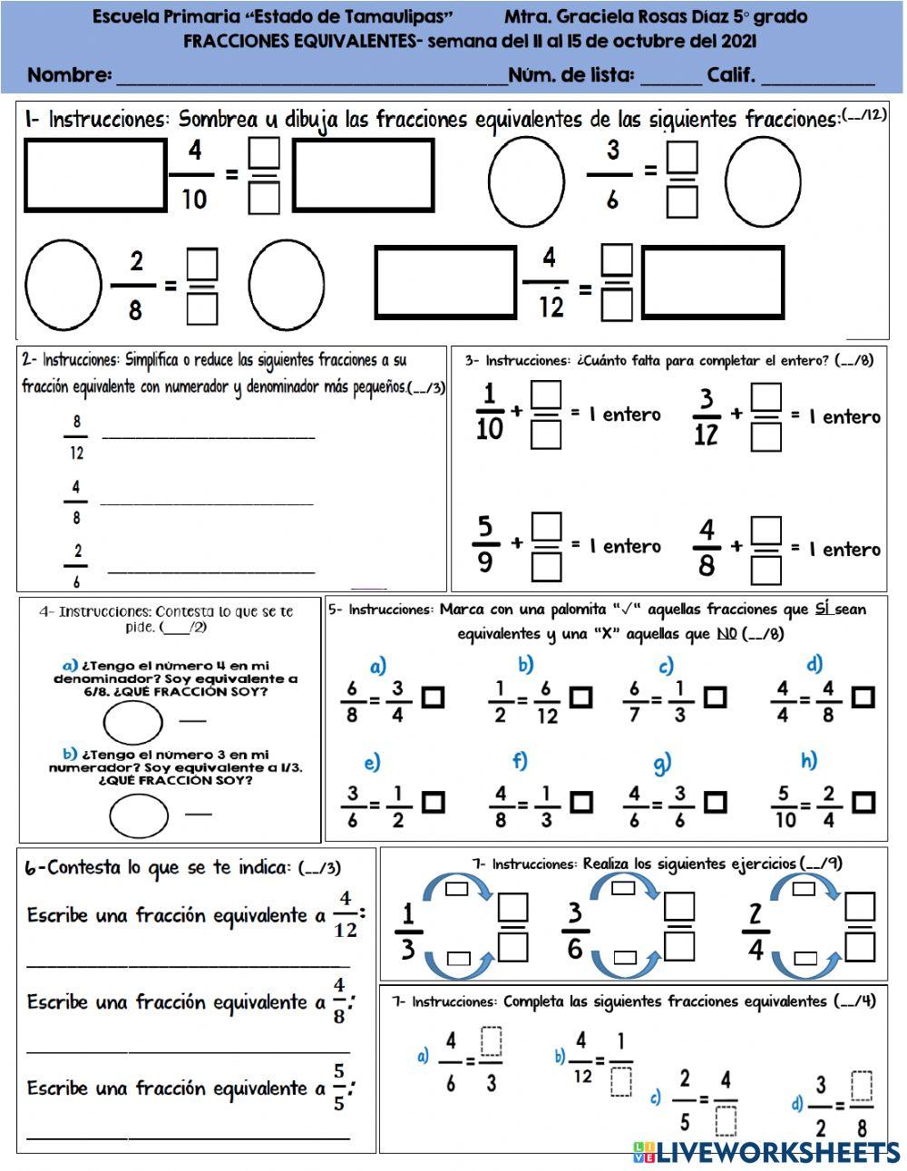 Fracciones equivalentes