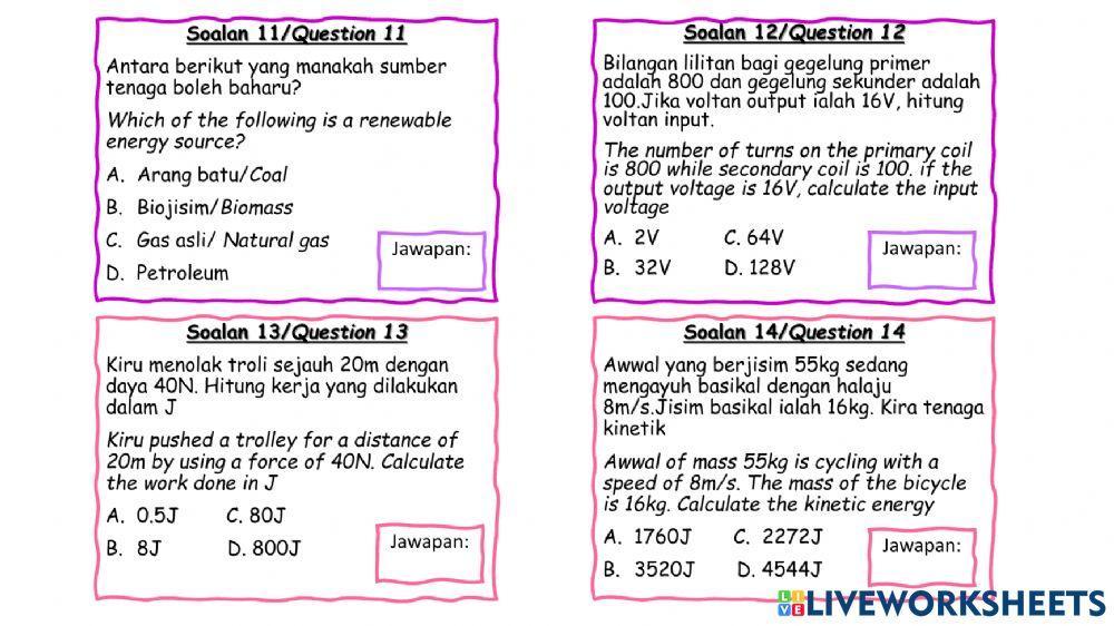 SCIENCE TEST FORM 3 SECTION A (OBJECTIVE Q)