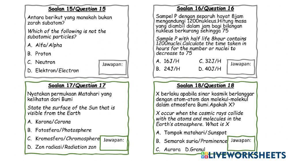 SCIENCE TEST FORM 3 SECTION A (OBJECTIVE Q)