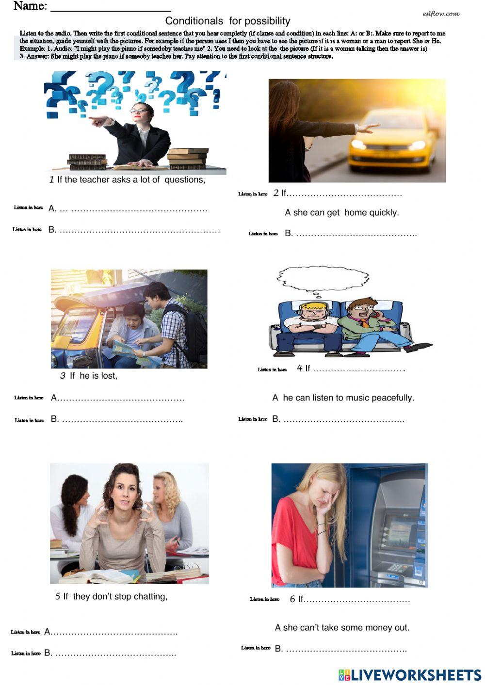 Listening Condition Sentence Type 1