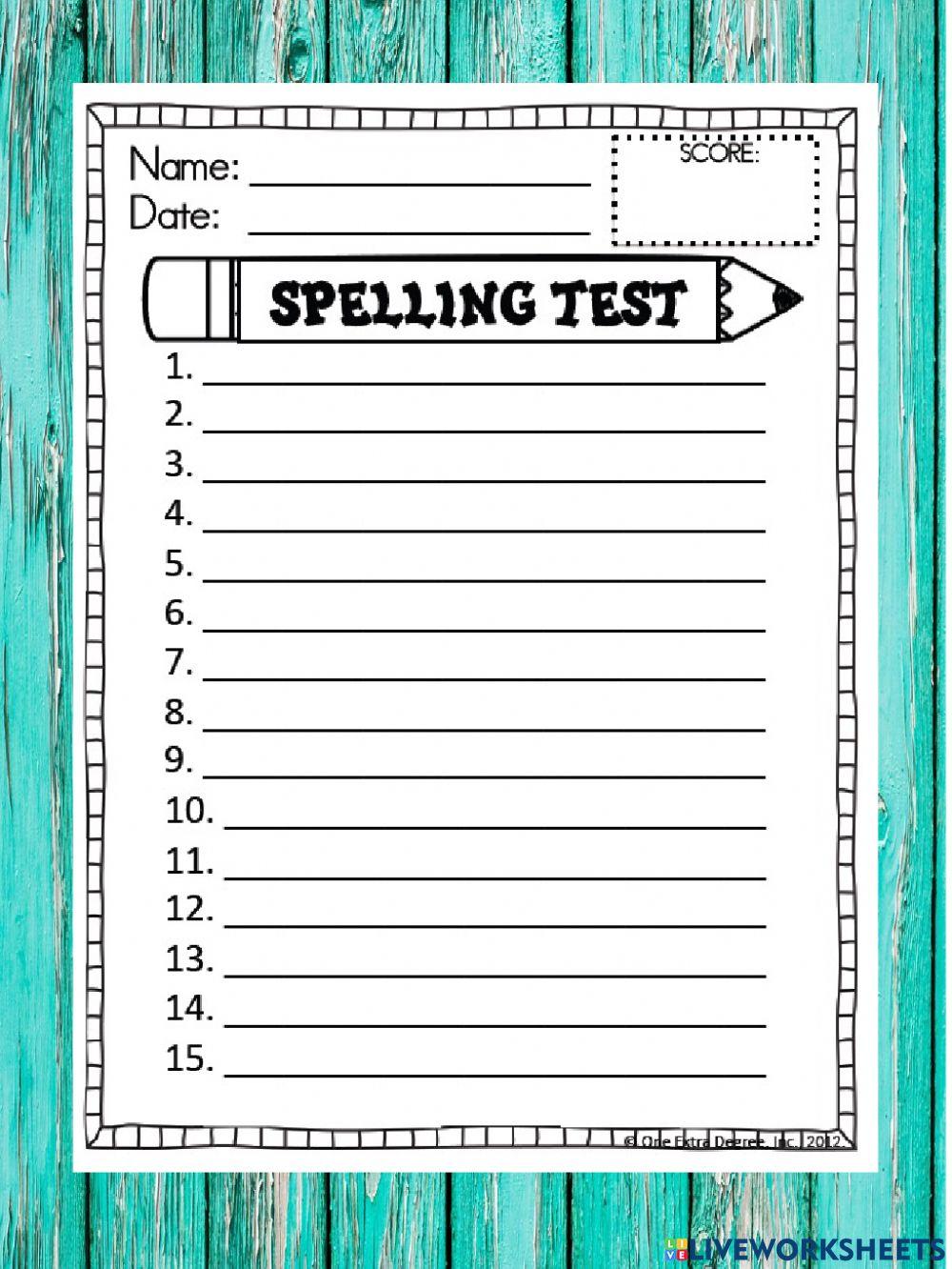 Spelling test Module 1, week 1