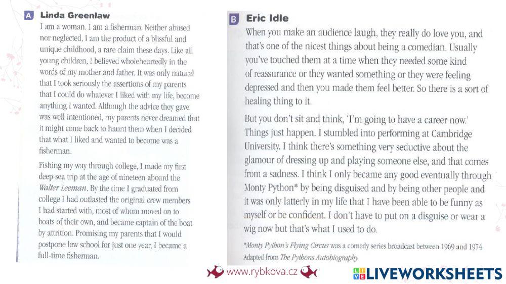 CA - reading - 4 autobiographies