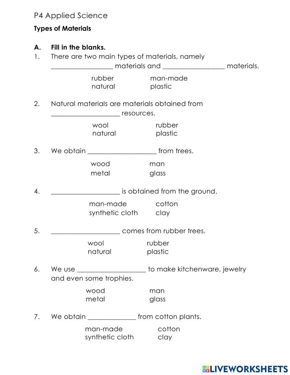 Materials Natural and Man made