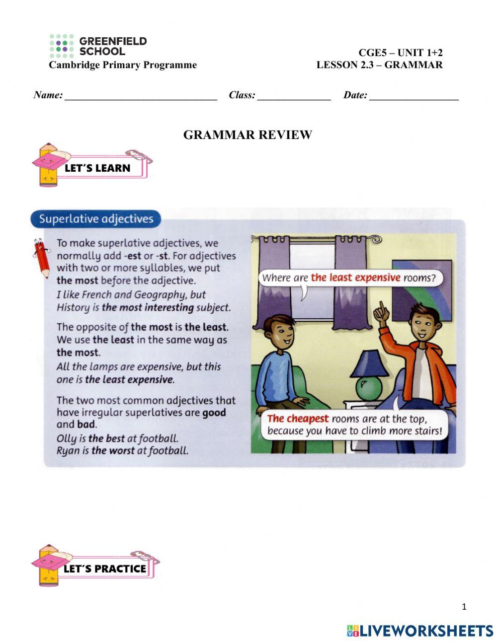 Superlative adjectives