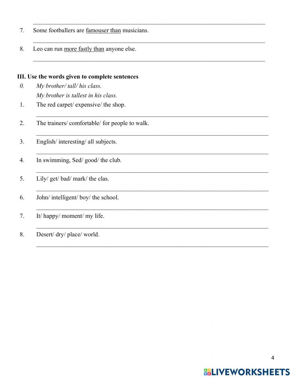 Superlative adjectives