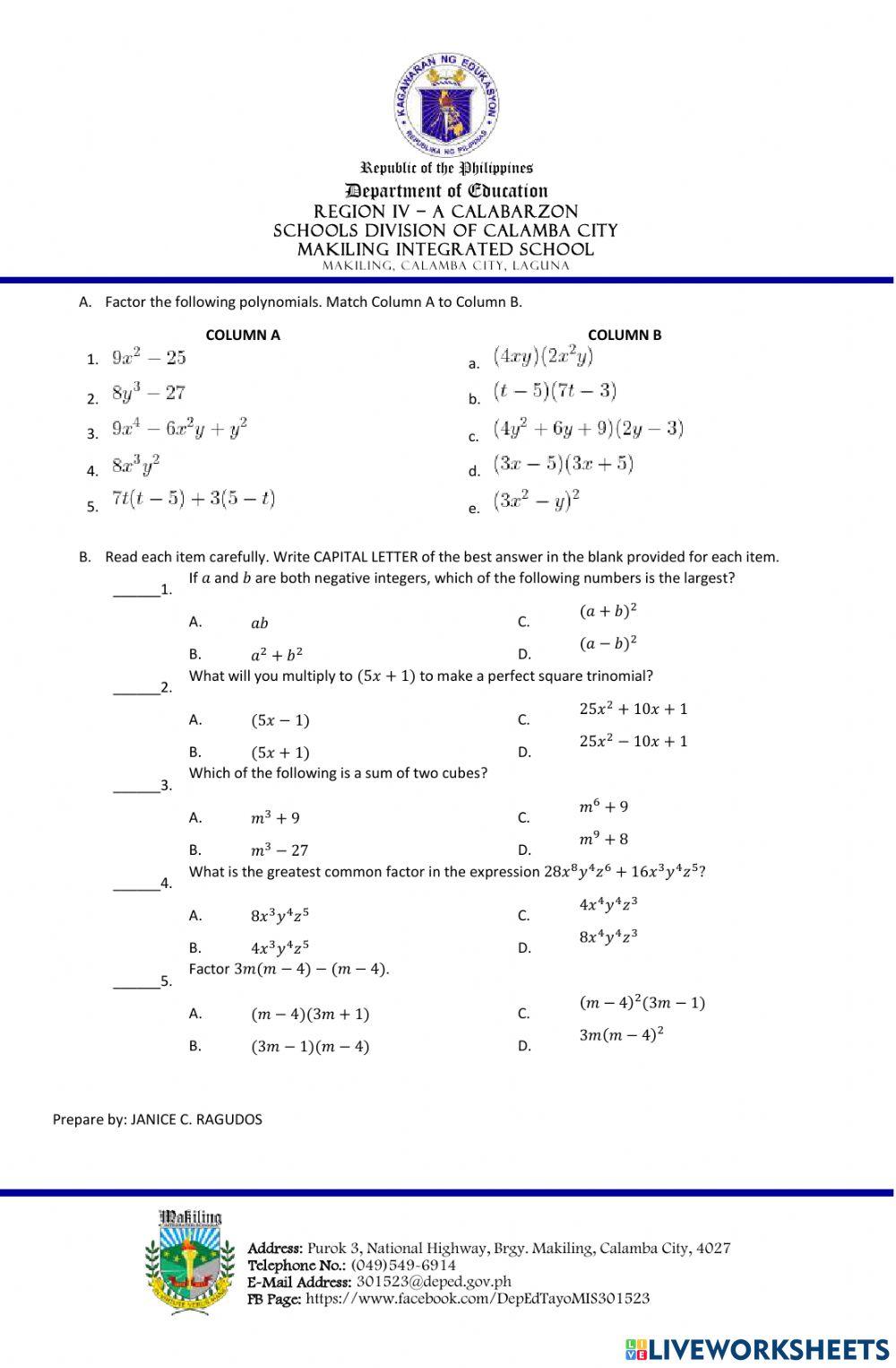 Factoring Polynomials
