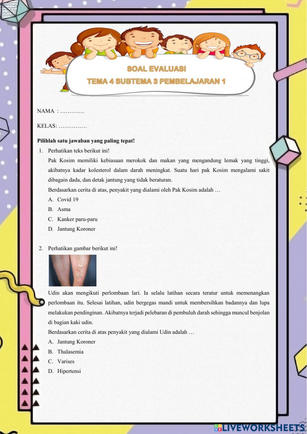 Evaluasi tema 4 subtema 3 pembelajaran 1