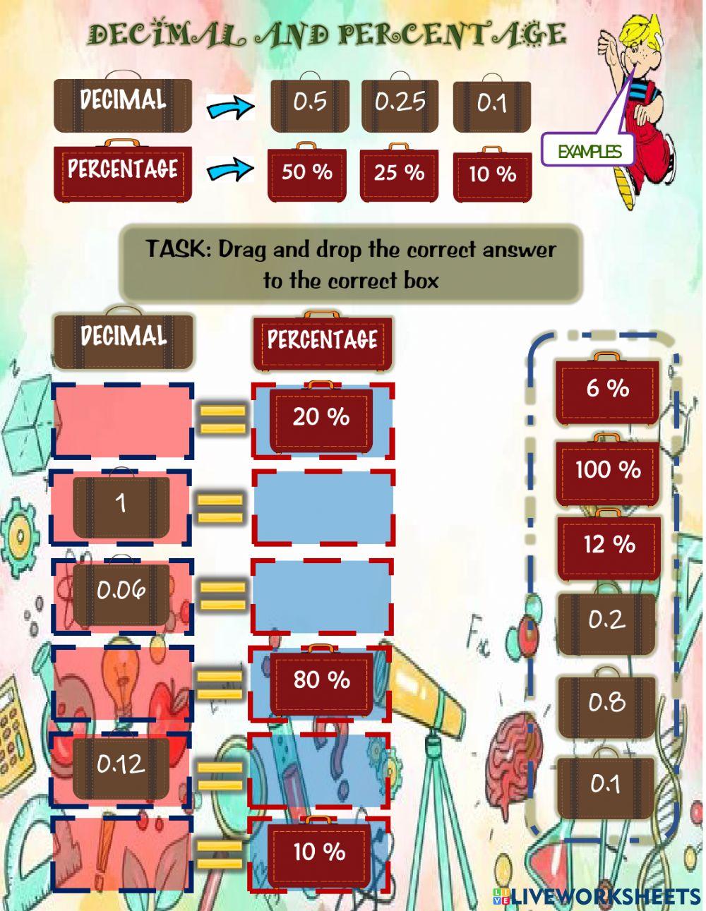 Conversion Of Decimal and Percentage
