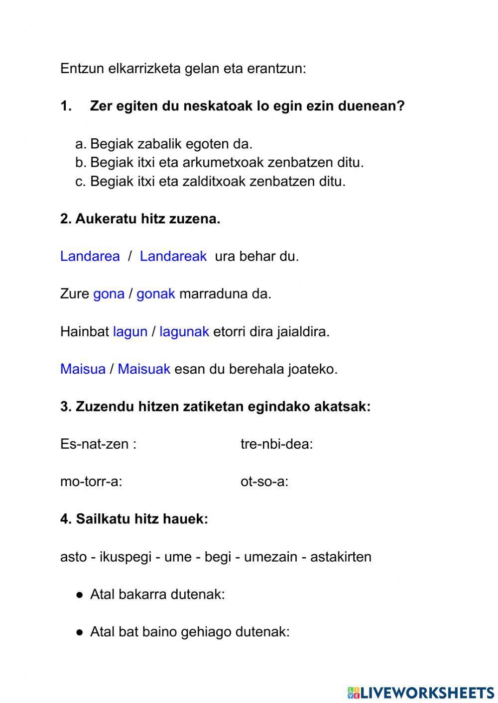 Aurrera noa worksheet live worksheets