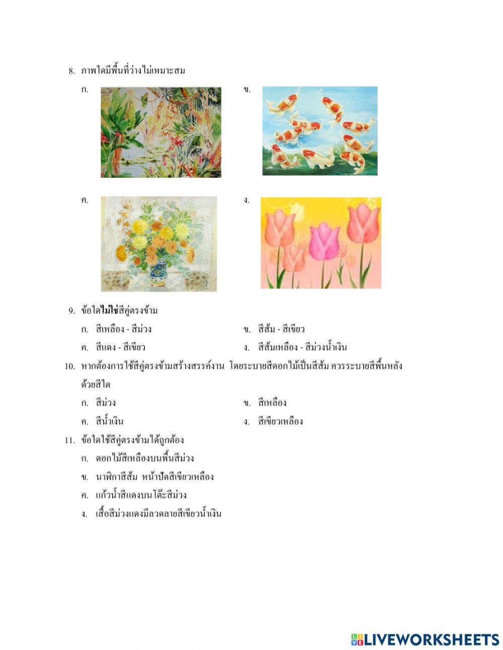 ข้อสอบปลายภาคเรียน 1-2564 วิชาศิลปะ