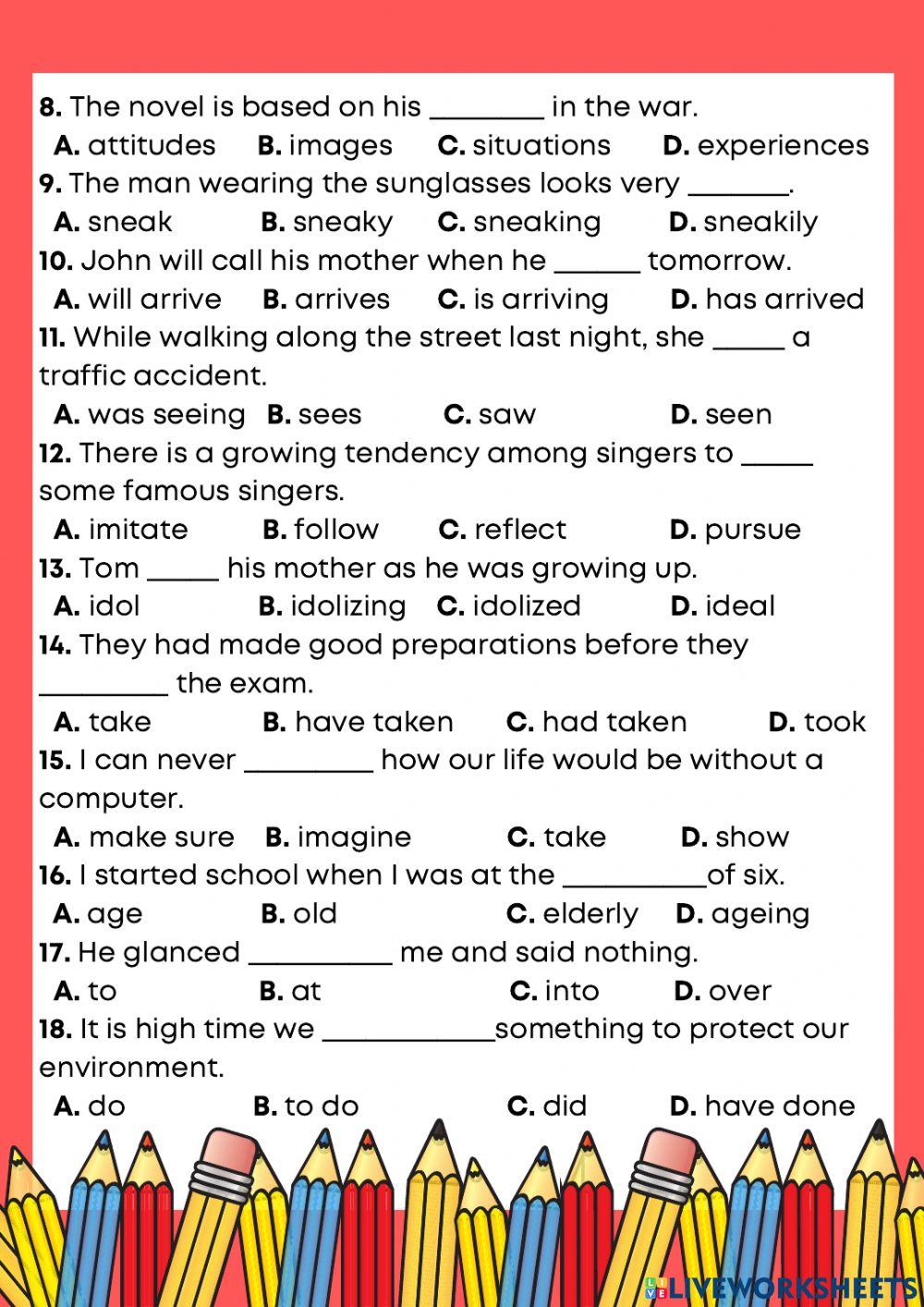 Practice test unit 2 grade 11 (1-24)