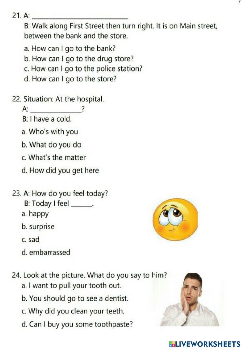 ข้อสอบปลายภาค ภาคเรียนที่ 1-2564 ภาษาอังกฤษ