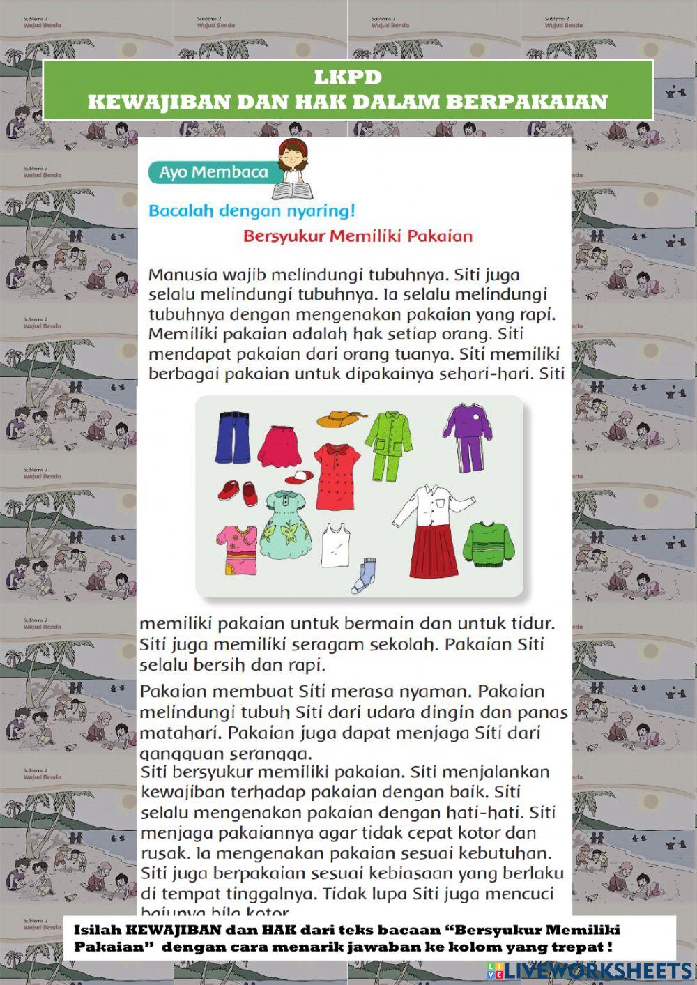 Liveworksheet tema 4 kewajiban dan hakku