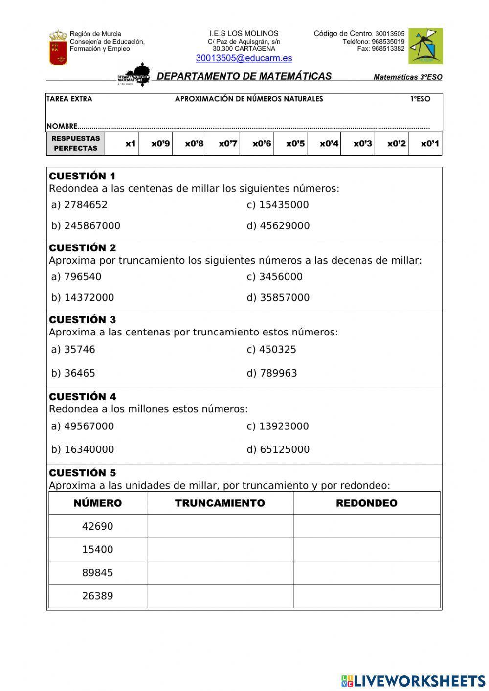 Aproximación de números naturales