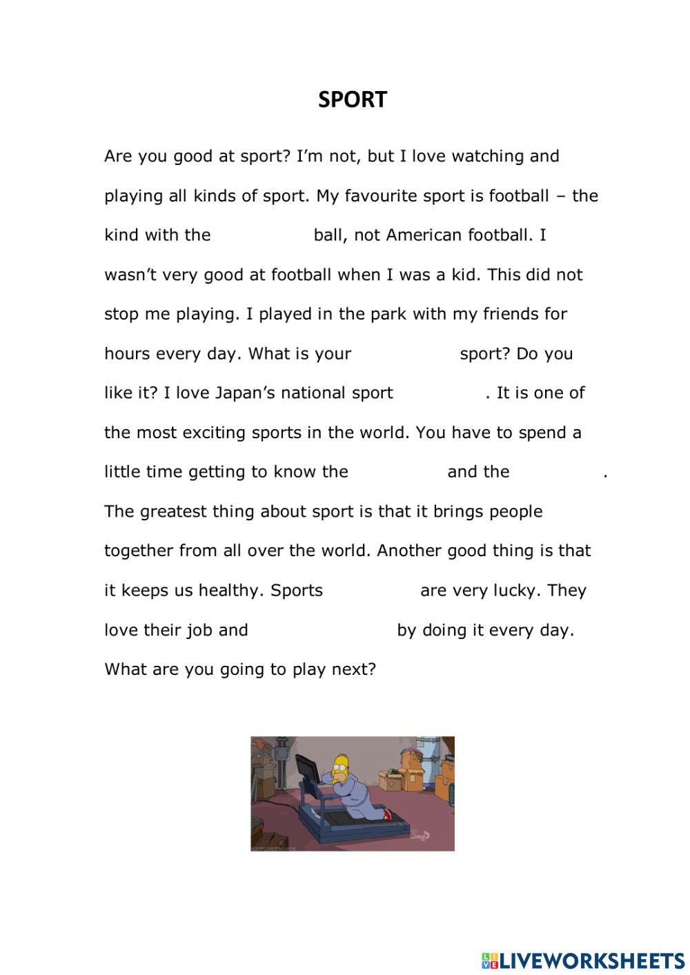 Sports online exercise for intermediate live worksheets