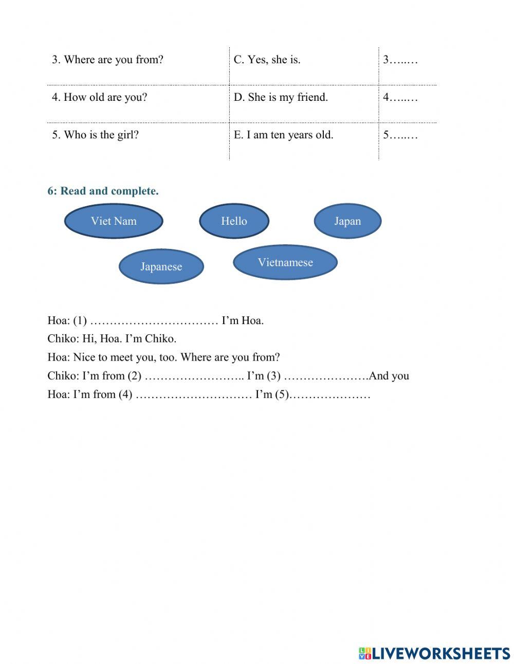 Exercise about country