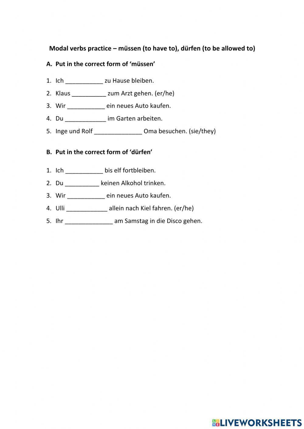 Modal Verbs Exercises A21