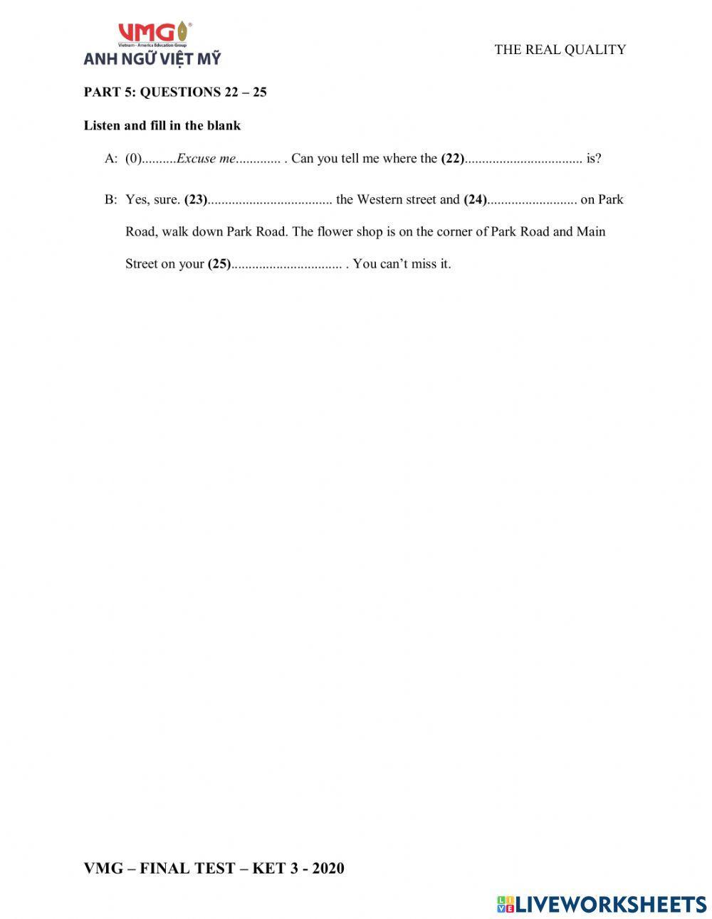 Ket 3 - final test - listening