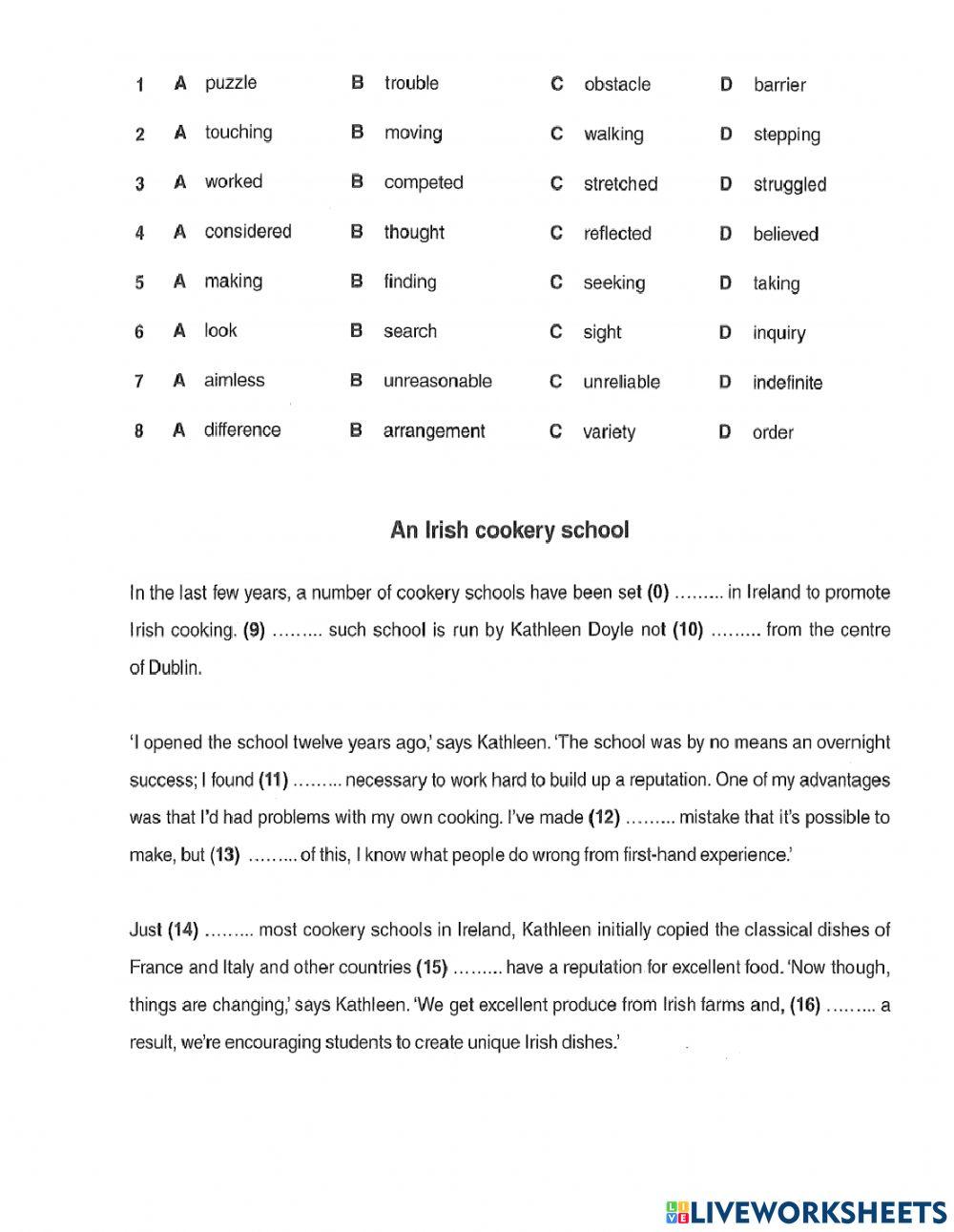 B2 test 1 worksheet | Live Worksheets