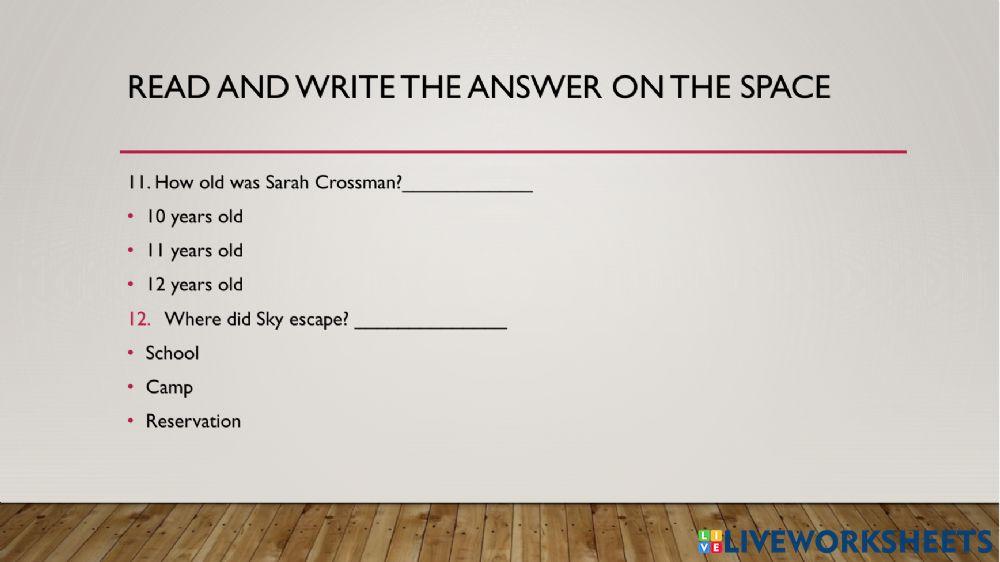 7° Run Away Hom… | Free Interactive Worksheets | 6739415