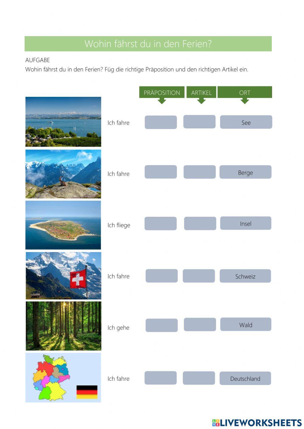 Präpositionen bei Orten