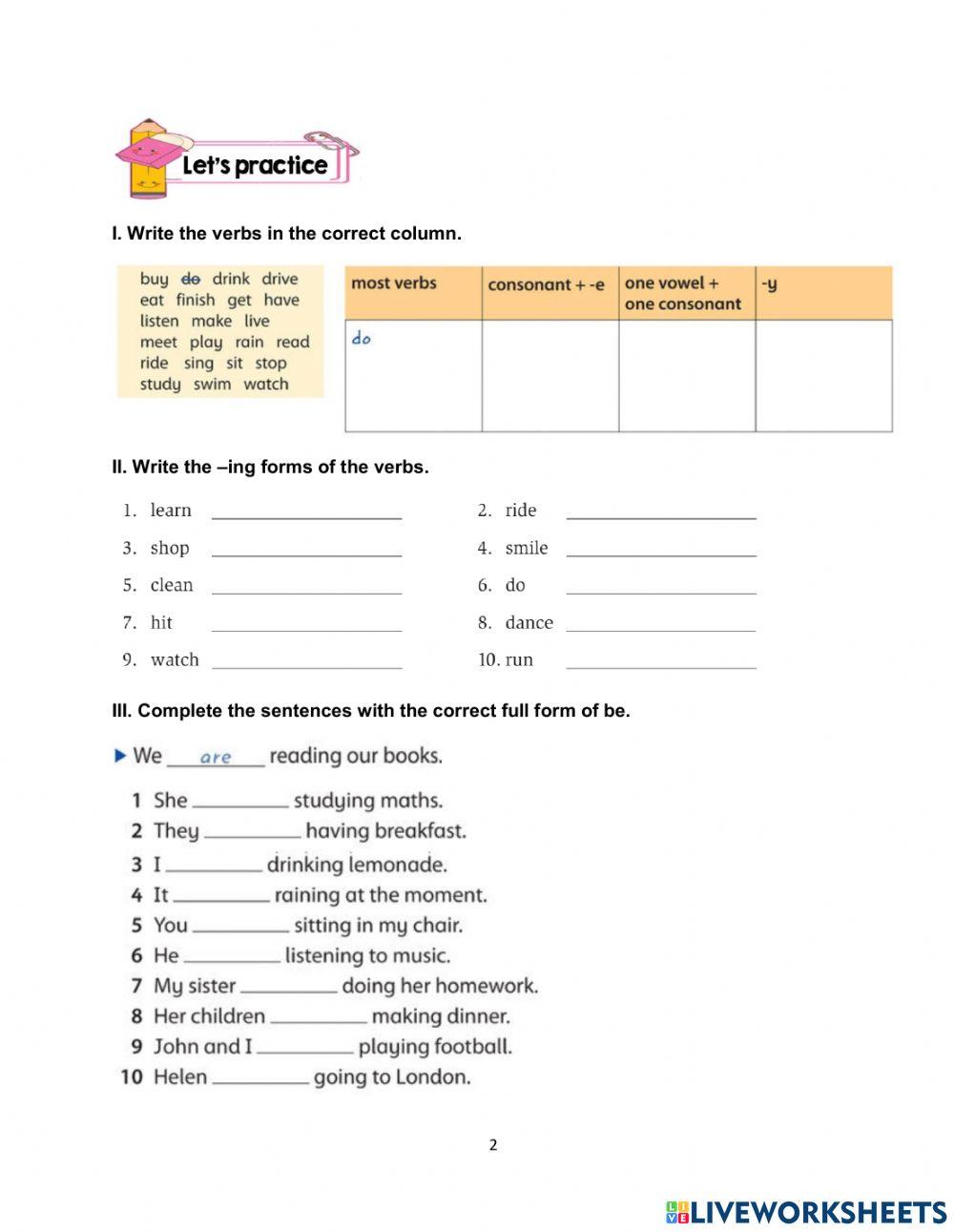 CGE3-Present Continuous-WS1